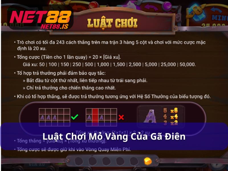 Mỏ Vàng Của Gã Điên - Game Slot Săn Thưởng Độc Đáo, Hấp Dẫn 2 Luật chơi Mỏ Vàng Của Gã Điên khá đơn giản